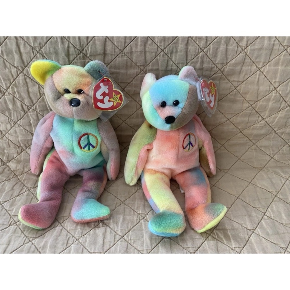 Ty Pastel Tie-Dye Peace Bears
